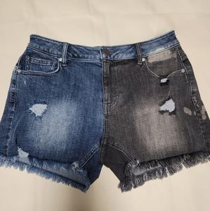 faded shorts in two colors black and blue